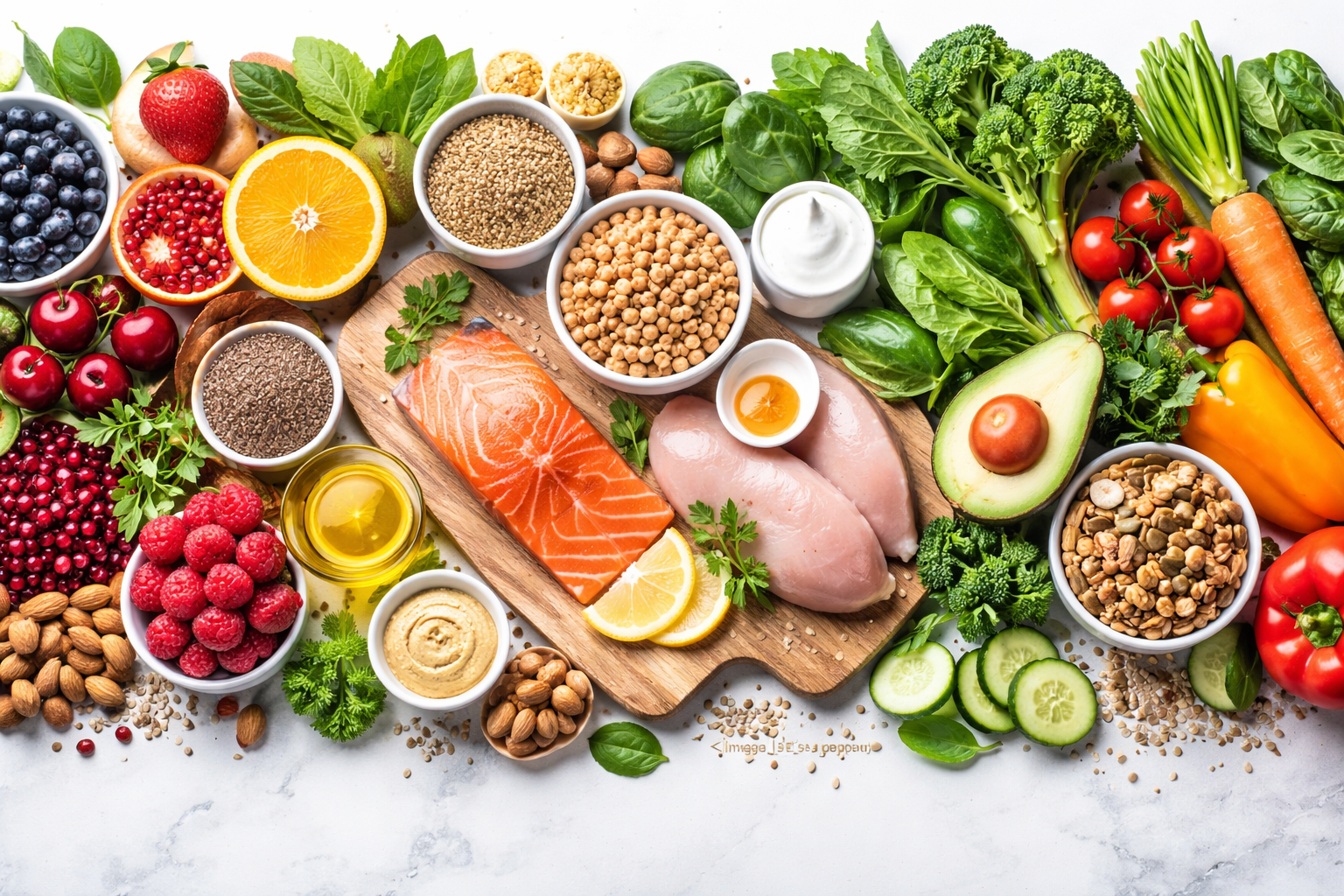 Aliments variés et colorés